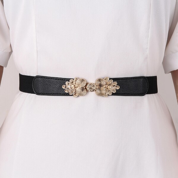 

Metal Buckle Corset Belt, Black