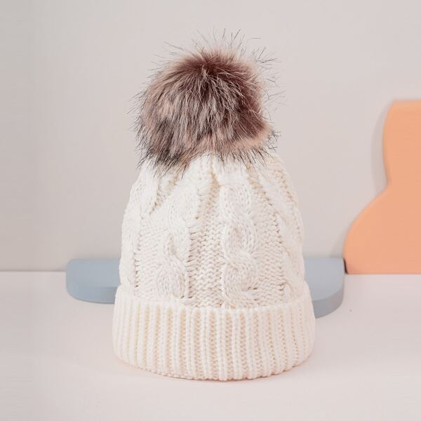

Pom Pom Decor Beanie, White