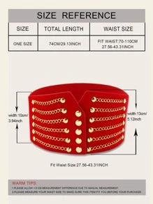 Chain Decor Corset Belt - Red - View 4