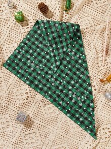 Reversible Christmas Dog Bandanas Boy Girl Dog Costume For Party Green Snowflake