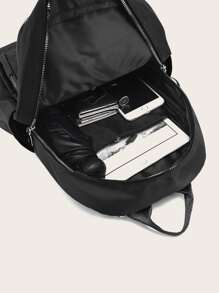 Mochila De Solapa Minimalista Antirrobo - Negro - Ver 5