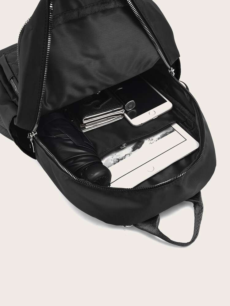 Mochila De Solapa Minimalista Antirrobo - Negro - Añade 5