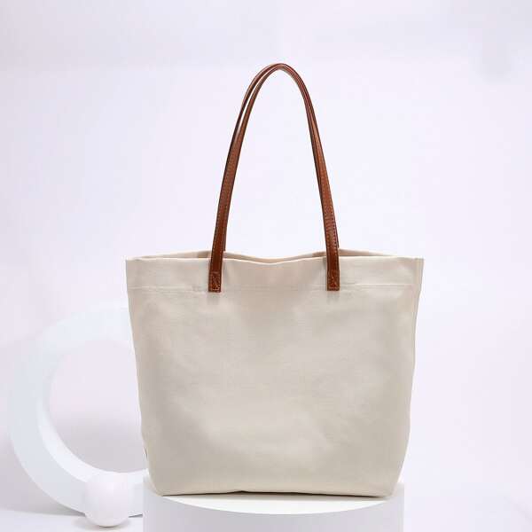 

Minimalist Canvas Shoulder Tote Bag, Beige