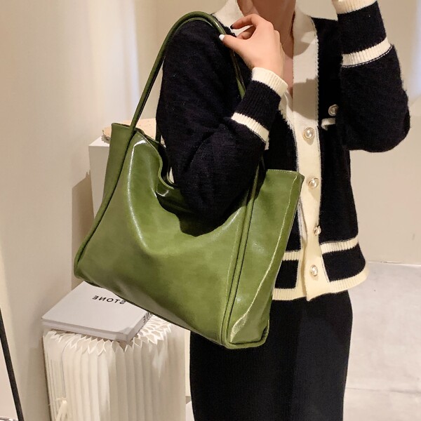 

Minimalist Shoulder Tote Bag, Green