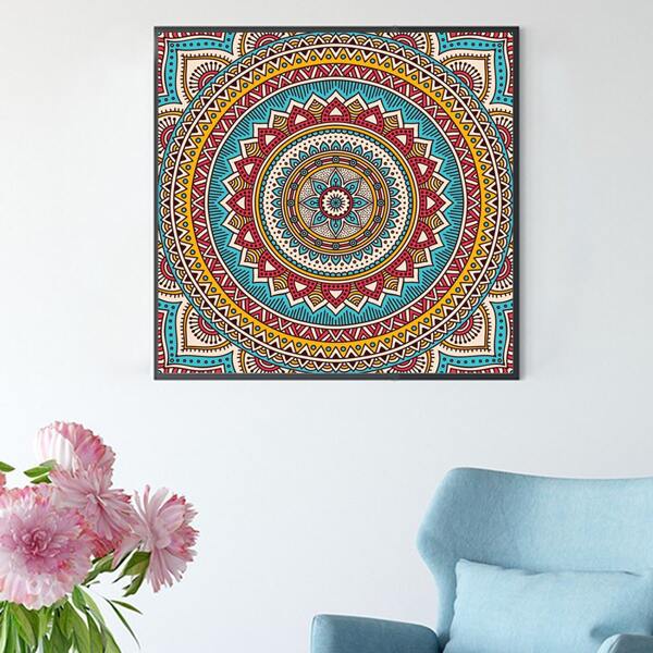

Mandala Print DIY Diamond Unframed Painting, Multicolor