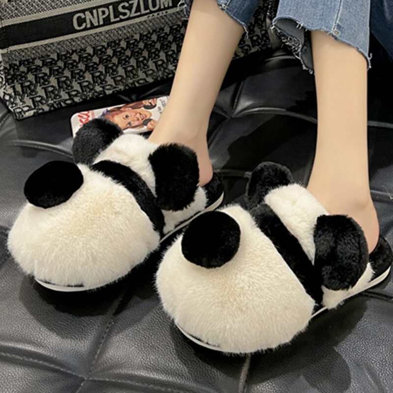 

Cartoon Design Fluffy Slippers, White