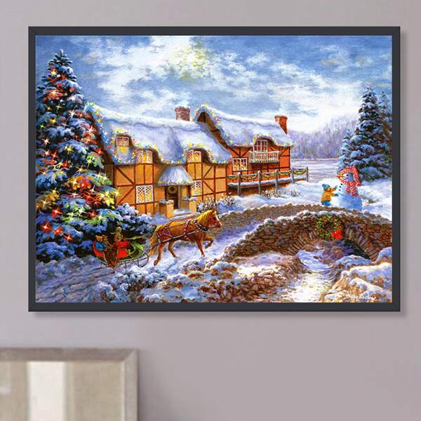 

Christmas Print DIY Diamond Unframed Painting, Multicolor