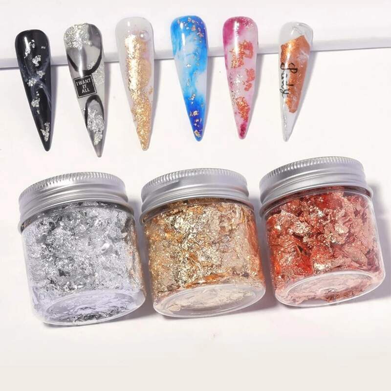

3boxes Golden Foil Nail Art Decoration, Multicolor