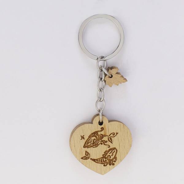 

Pisces Print Heart Charm Keychain, Multicolor