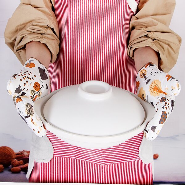 

1pc Plant Print Oven Mitt, Multicolor