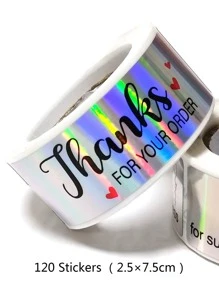 1卷标语图形礼品贴纸，圣诞节情人节 - 彩色 - 查看 3