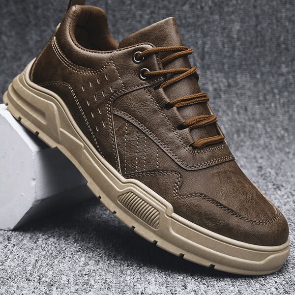 

Men Minimalist Lace-up Front Dress Shoes, Brown