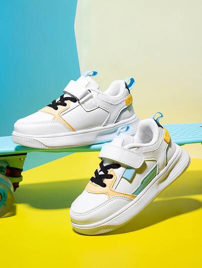 男孩撞色前綁帶魔術貼運動鞋