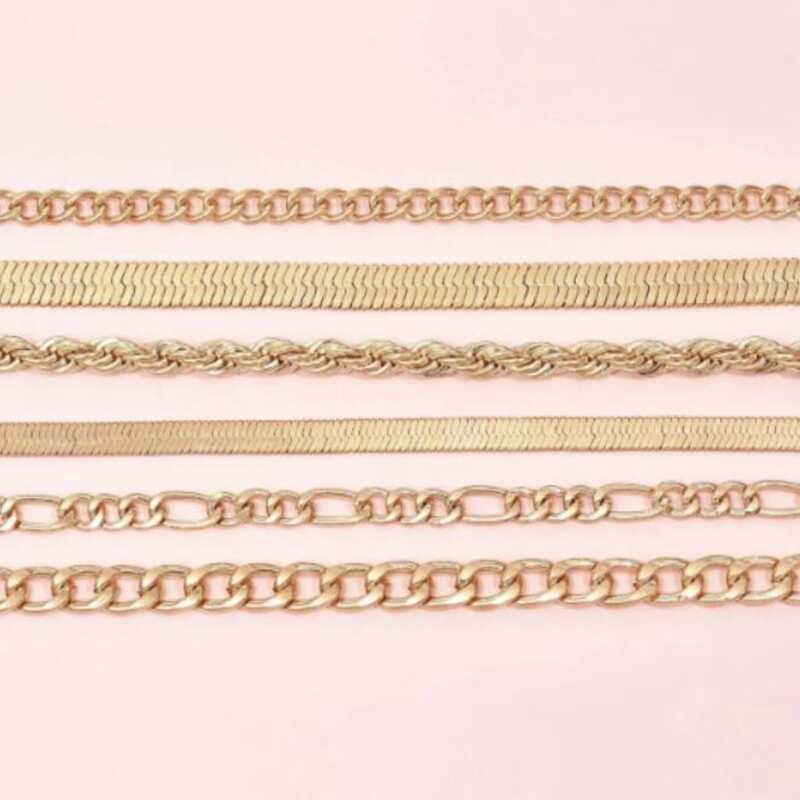 

6pcs Minimalist Chain Bracelet, Gold