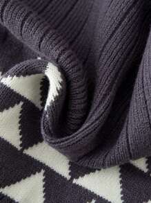 Toddler Girl Geometric Pattern Jumper - Dark Grey - View 3