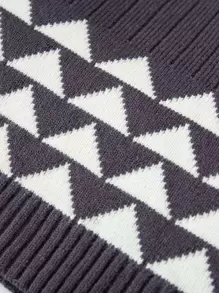 Toddler Girl Geometric Pattern Jumper - Dark Grey - View 5