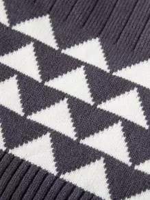 Toddler Girl Geometric Pattern Jumper - Dark Grey - View 6