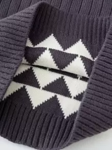 Toddler Girl Geometric Pattern Jumper - Dark Grey - View 7