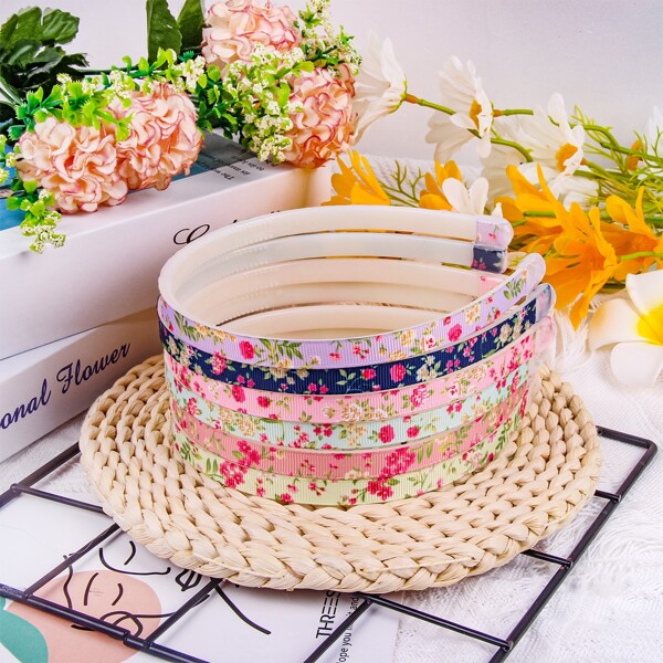 

6pcs Toddler Girls Flower Print Headband, Multicolor