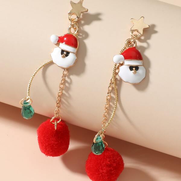 

Christmas Santa Claus Decor Earrings, Red and white