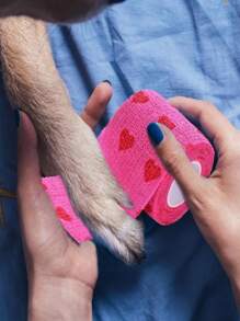 3 cái Heart Print Pet Bandage - Màu Hồng Tươi - Xem 2