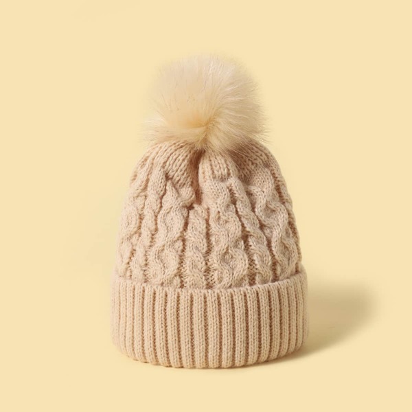 

Toddler kids Pom Pom Decor Hat, Beige