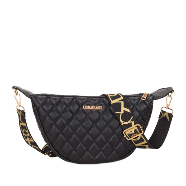 

Metal Decor Quilted Pattern Fanny Pack, Black