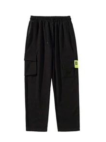 Manfinity Men Patched Flap Pocket Cargo Trousers - Black - View 3