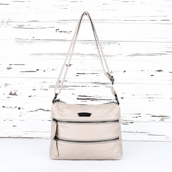 

Pebble Embossed Zipper Decor Square Bag, Khaki