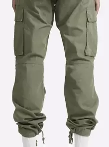 Manfinity Roughcore Men Zip Fly Cargo Trousers - Army Green - View 5