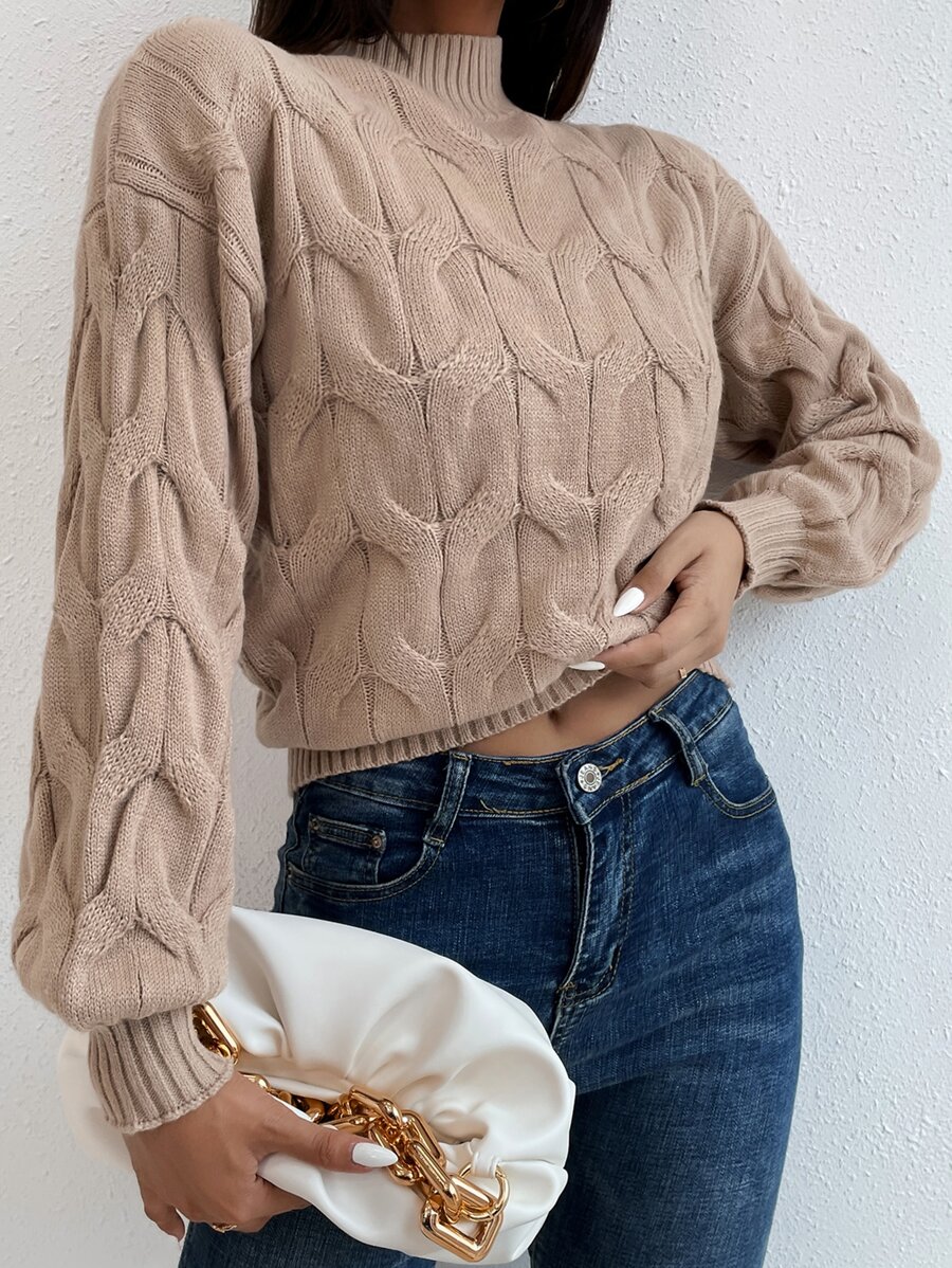 Áo len nữ Xù màu trơn Giải trí - Màu Khaki - Xem 1