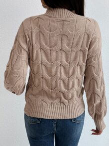 Áo len nữ Xù màu trơn Giải trí - Màu Khaki - Xem 2