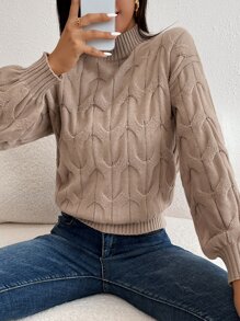 Áo len nữ Xù màu trơn Giải trí - Màu Khaki - Xem 3