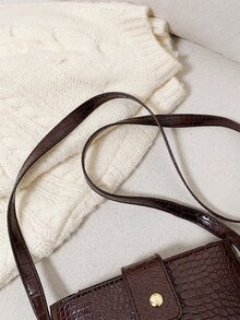 小型鱷魚紋桶袋 - 咖啡棕 - 查看 4