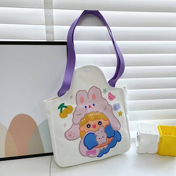 

Figure & Rabbit Graphic Tote Bag, Purple