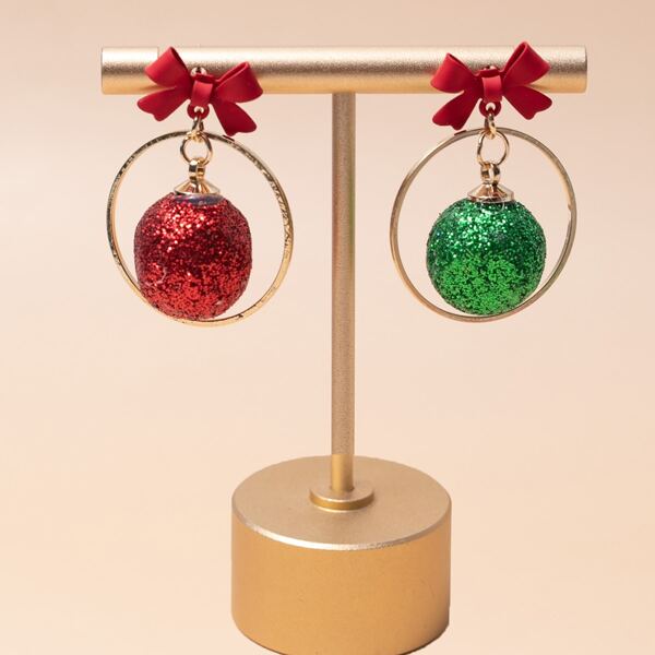 

Christmas Ball Drop Earrings, Multicolor