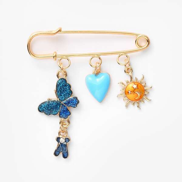

Butterfly & Sun Decor Brooch, Multicolor