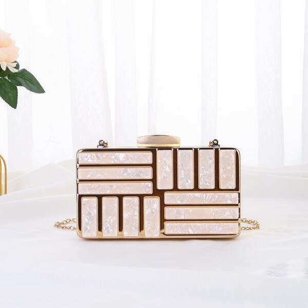 

Metal Chain Square Bag, Apricot