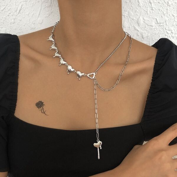 

Heart Charm Necklace, Silver