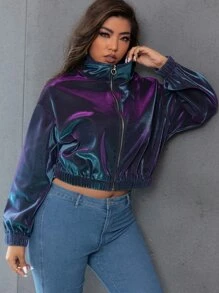 SHEIN Unity 大碼鐳射落肩袖夾克 - 彩色 - 查看 6