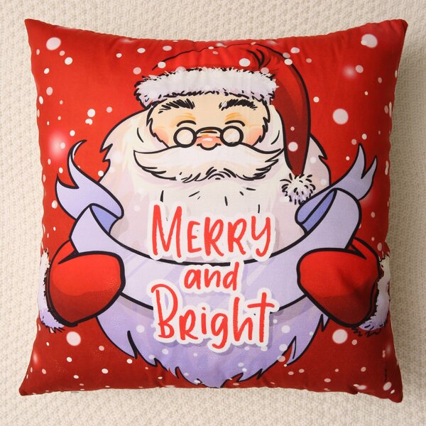 

Christmas Print Cushion Cover Without Filler, Multicolor