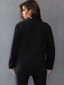 Áo vest Plus size Nút màu trơn Thanh lịch - màu đen - Xem 2