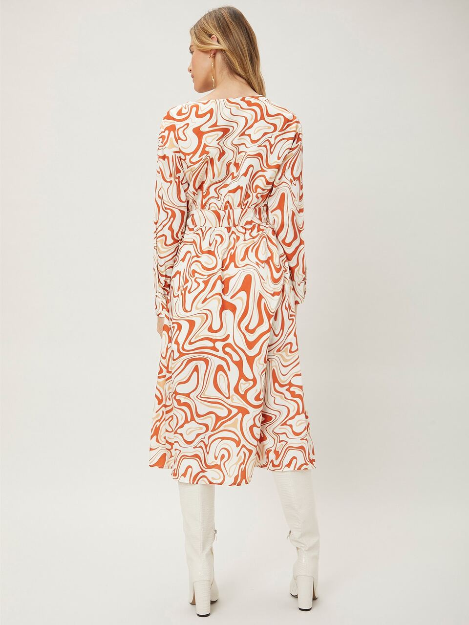 MARBLE PRINT FLOWY DRESS