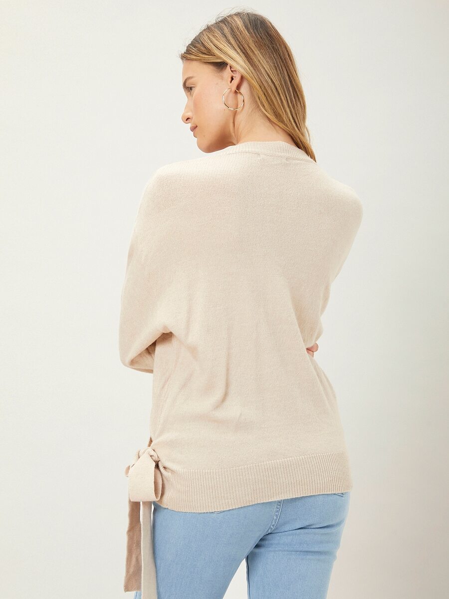 MOTF PREMIUM 羊毛混紡圍裹開襟衫 - 卡其色 - 查看 2