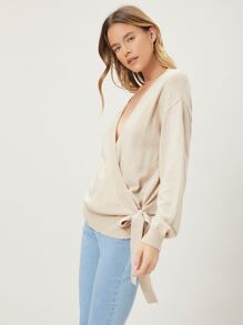 MOTF PREMIUM 羊毛混紡圍裹開襟衫 - 卡其色 - 查看 8