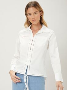 SHEIN Unity Cut Out Shirt - White - View 4