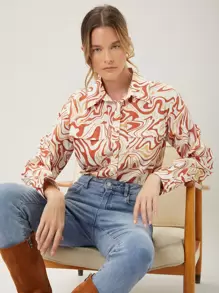 MOTF PREMIUM Camisa con estampado de mármol - Multicolor - Ver 1