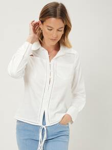 SHEIN Unity Cut Out Shirt - White - View 6