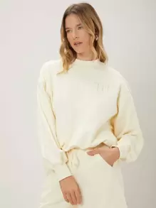 SHEIN EZwear Drop Shoulder Sweatshirt - Beige - View 7