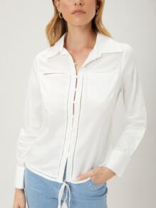 SHEIN Unity Cut Out Shirt - White - View 7